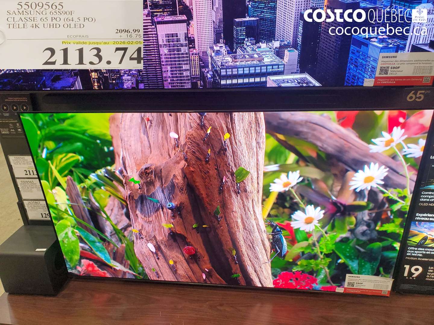 5509565 SAMSUNG 65S90F CLASSE 65 PO (64,5 PO) TELÉ 4K UHD OLED $2096.99