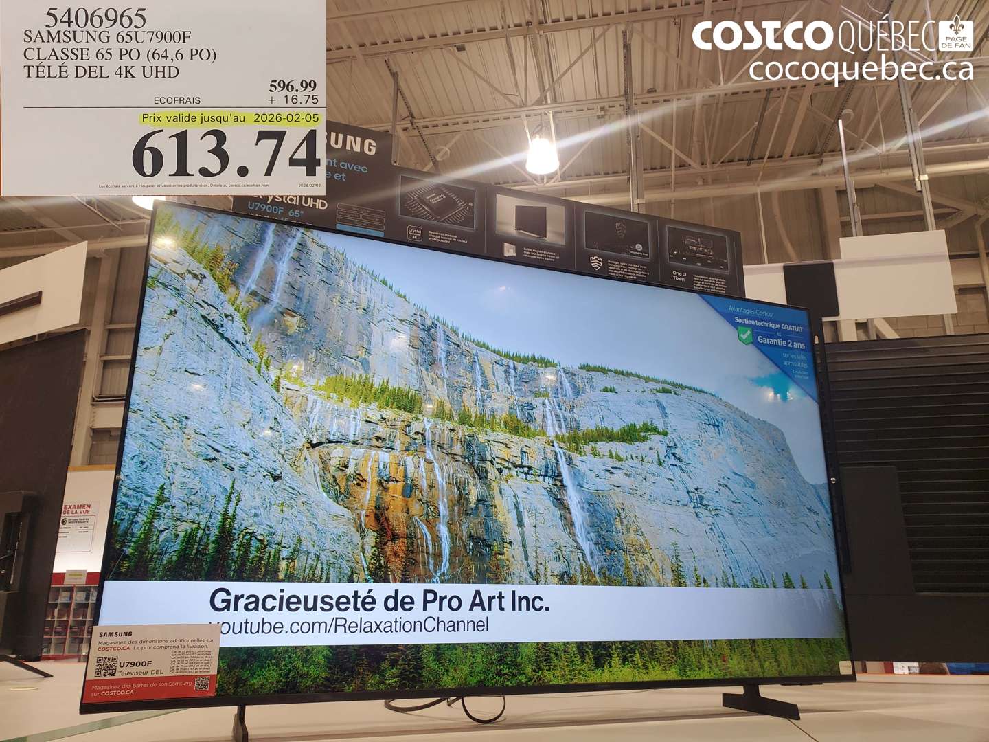 5406965 SAMSUNG 65U7900F CLASSE 65 PO (64,6 PO) TÉLÉ DEL 4K UHD (EXPIRES ON 2026-02-05) $613.74