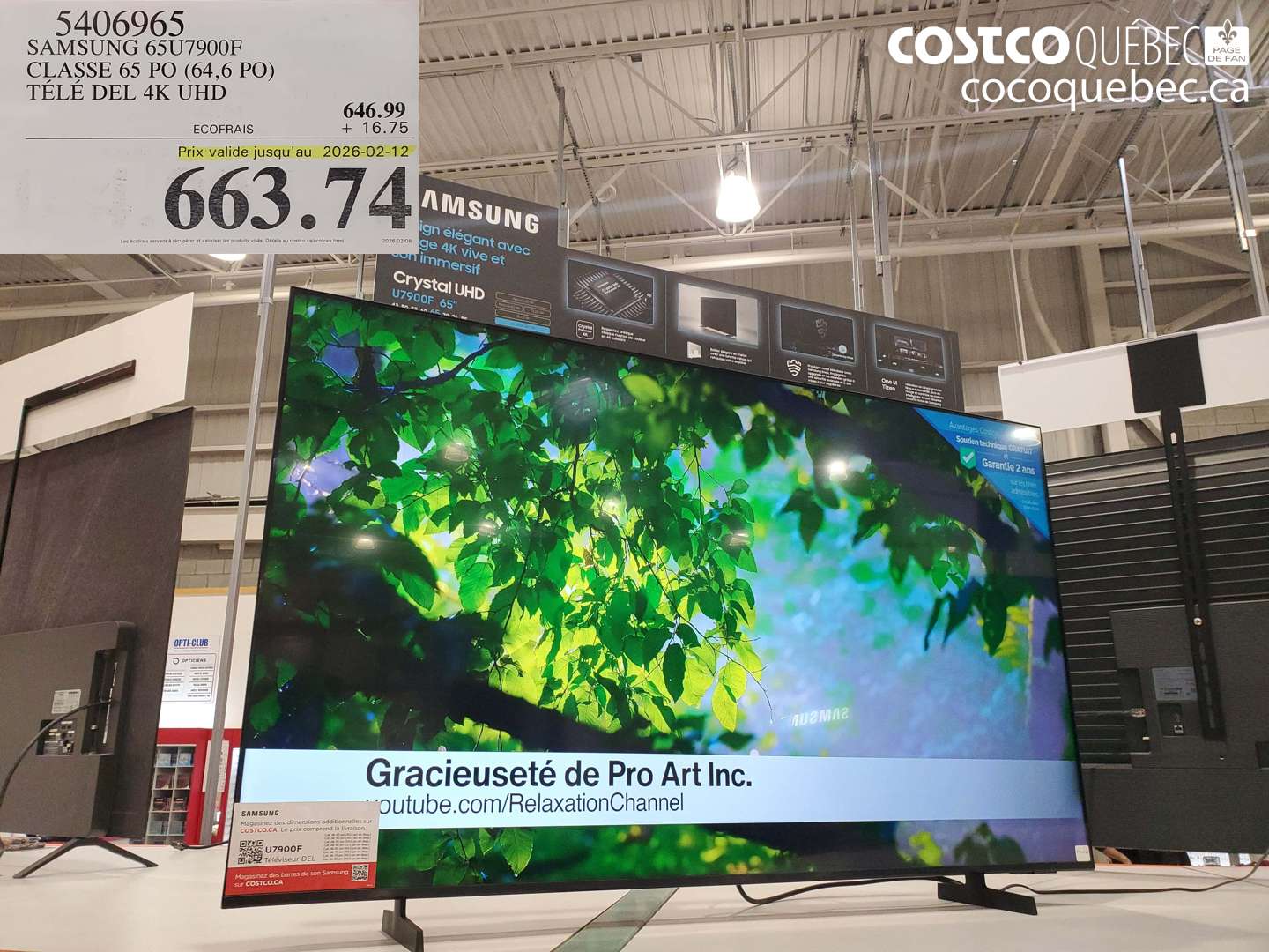 5406965 SAMSUNG 65U7900F CLASSE 65 PO (64,6 PO) TÉLÉ DEL 4K UHD (EXPIRES ON 2026-02-12) $663.74