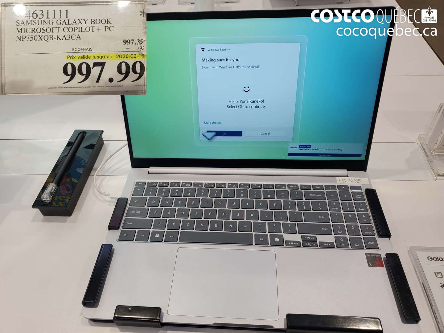 4631111 SAMSUNG GALAXY BOOK MICROSOFT COPILOT+ PC NP750XQB-KA3CA ($0.60 INSTANT SAVINGS EXPIRES ON 2026-02-19) $997.39