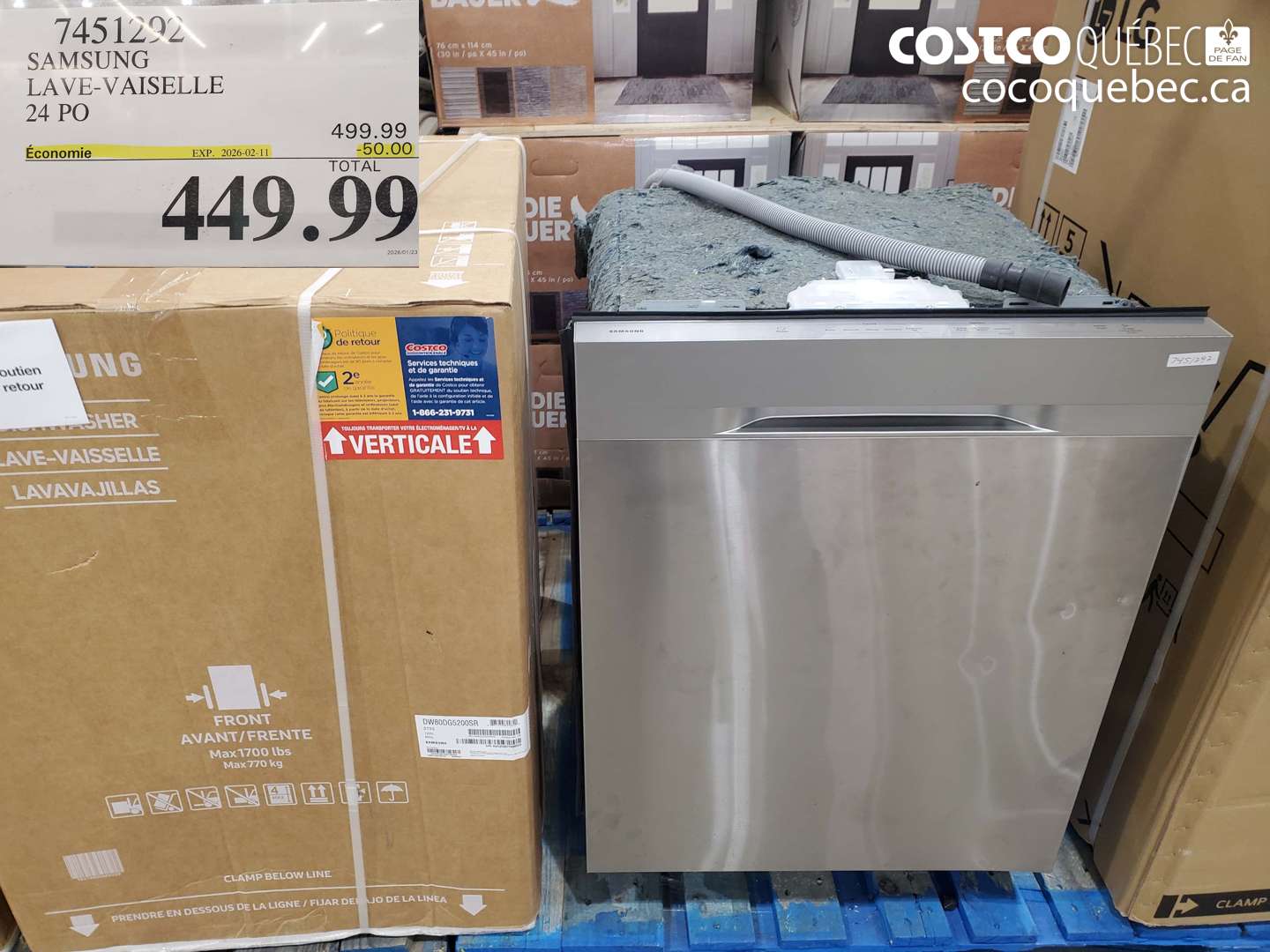 7451292 SAMSUNG LAVE-VAISSELLE 24 PO ($50.00 INSTANT SAVINGS EXPIRES ON 2026-02-11) $449.99