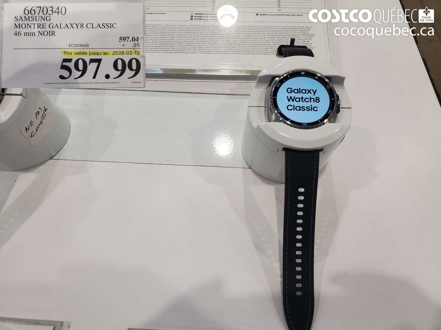 6670340 SAMSUNG MONTRE GALAXY8 CLASSIC 46 mm NOIR (EXPIRES ON 2026-02-19) $597.99