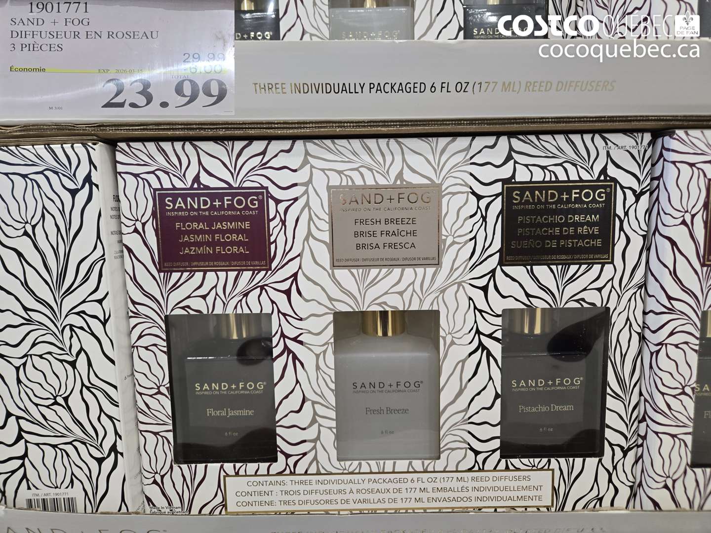19017771 SAND + FOG DIFFUSEUR EN ROSEAU 3 PIECES ($6.00 INSTANT SAVINGS EXPIRES ON 2026-03-15) $23.99