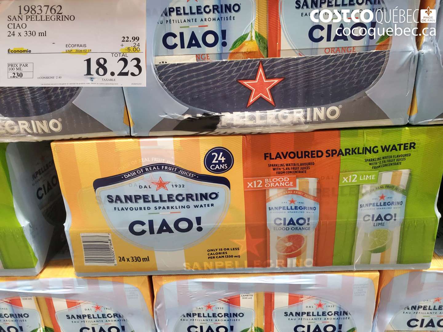 1983762 SAN PELLEGRINO CIAO 24 x 330 ml ($5.00 INSTANT SAVINGS EXPIRES ON 2026-02-15) $18.23