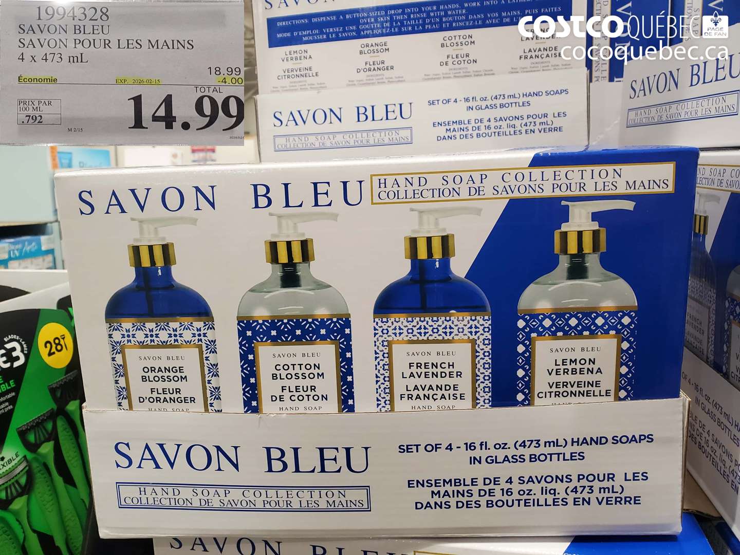 1994328 SAVON BLEU SAVON POUR LES MAINS 4 x 473 mL ($4.00 INSTANT SAVINGS EXPIRES ON 2026-02-15) $14.99