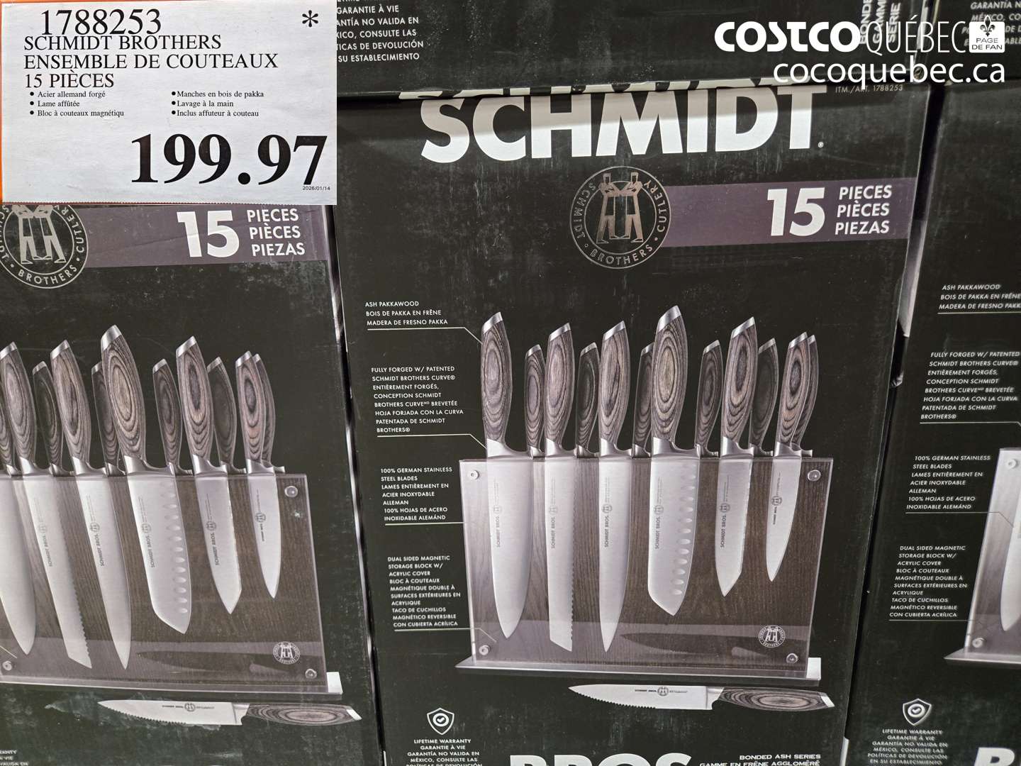 1788253 SCHMIDT BROTHERS ENSEMBLE DE COUTEAUX 15 PIECES $199.97