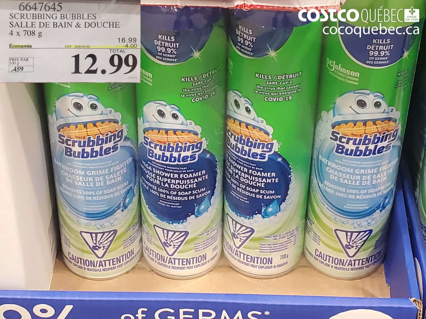 6647645 SCRUBBING BUBBLES, SALLE DE BAIN & DOUCHE, 4 x 708 g ($4.00 INSTANT SAVINGS EXPIRES ON 2026-03-01) $12.99