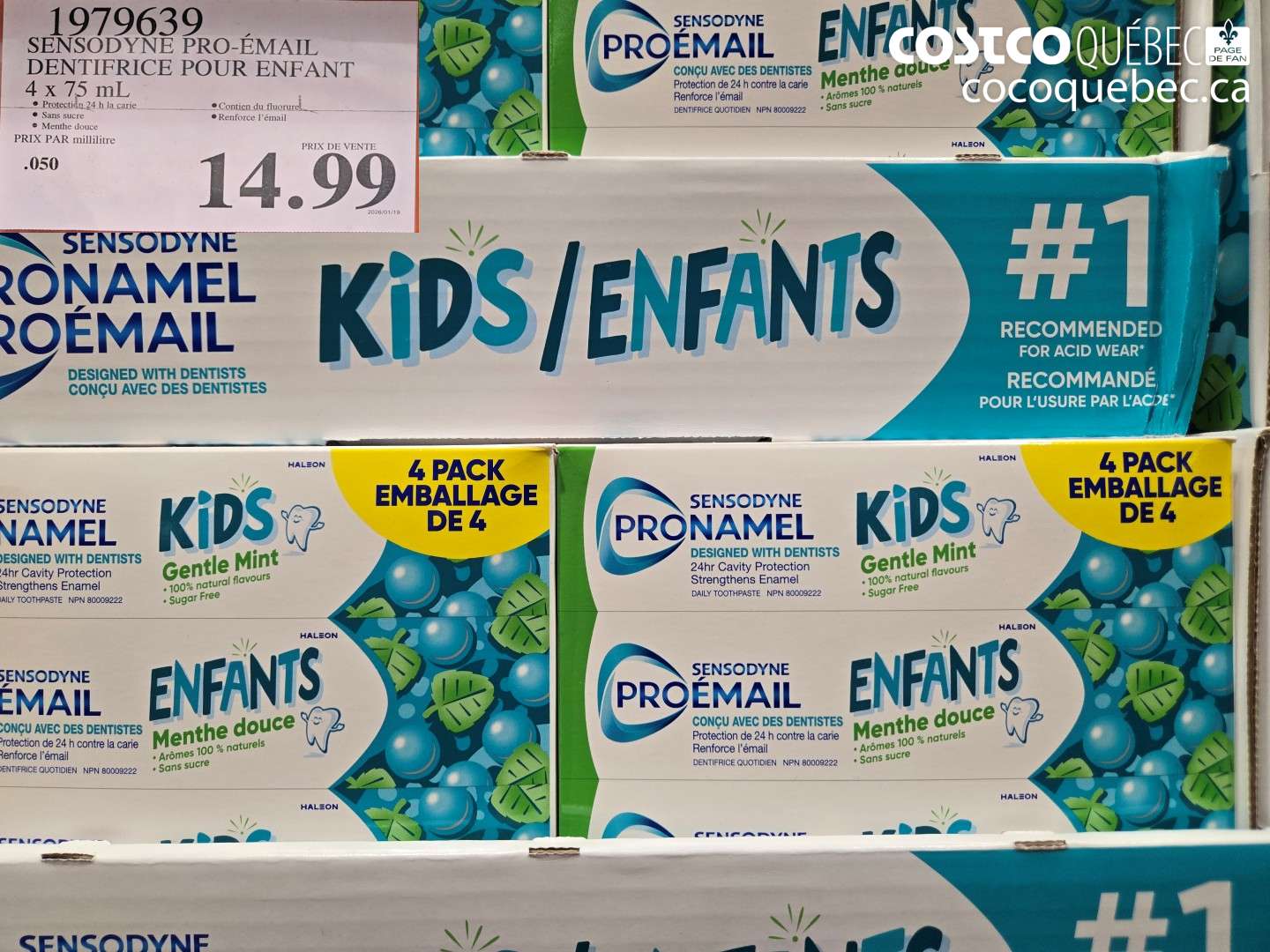 1979639 SENSODYNE PRO-ÉMAIL DENTIFRICE POUR ENFANT 4 X 75 ML $14.99