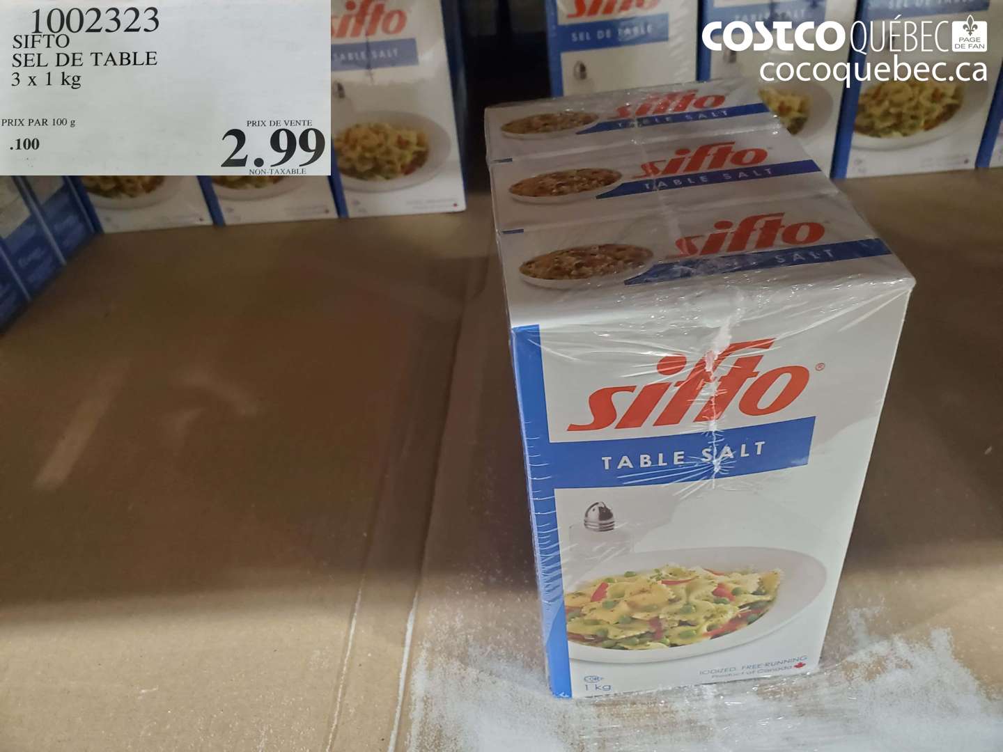 1002323 SIFTO SEL DE TABLE 3 x 1 kg $2.99
