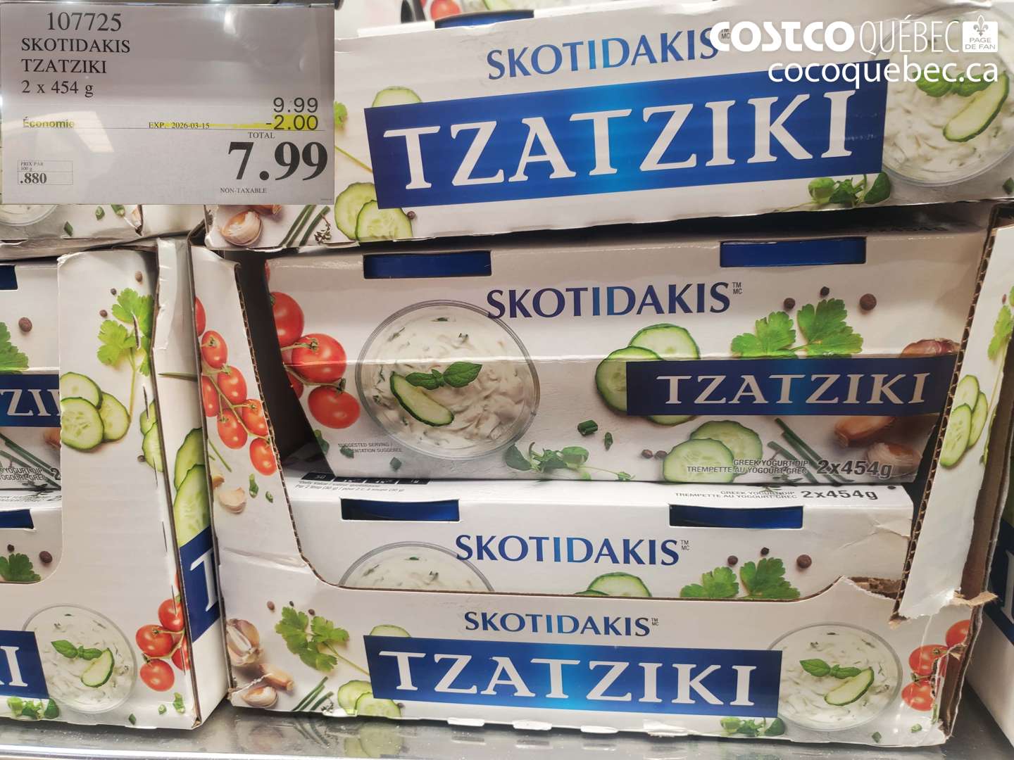 107725 SKOTIDAKIS TZATZIKI 2 X 454 G ($2.00 INSTANT SAVINGS EXPIRES ON 2026-03-15) $7.99