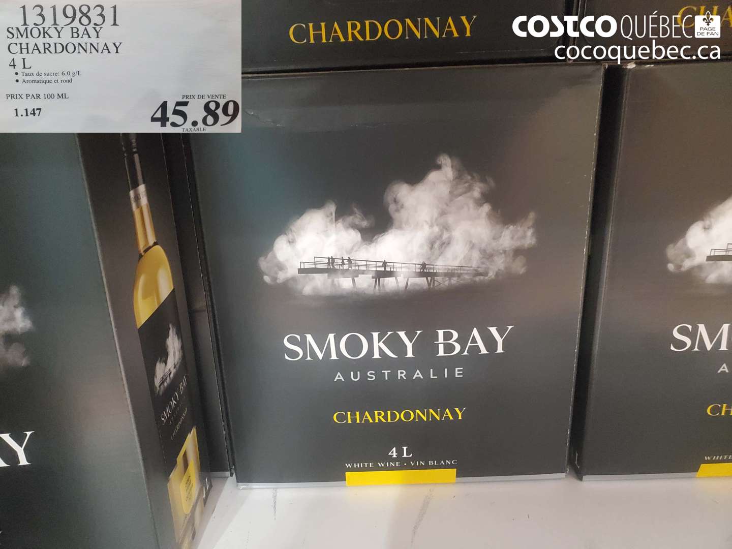 1319831 SMOKY BAY CHARDONNAY 4 L $45.89