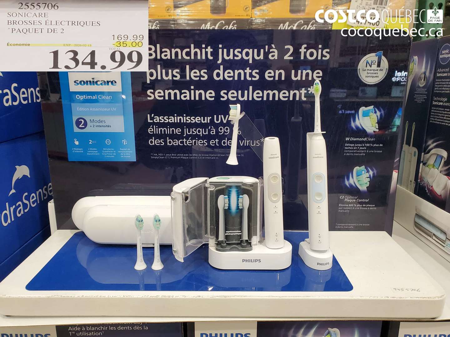 2555706 SONICARE BROSSES ÉLECTRIQUES PAQUET DE 2 ($35.00 INSTANT SAVINGS EXPIRES ON 2026-02-15) $134.99