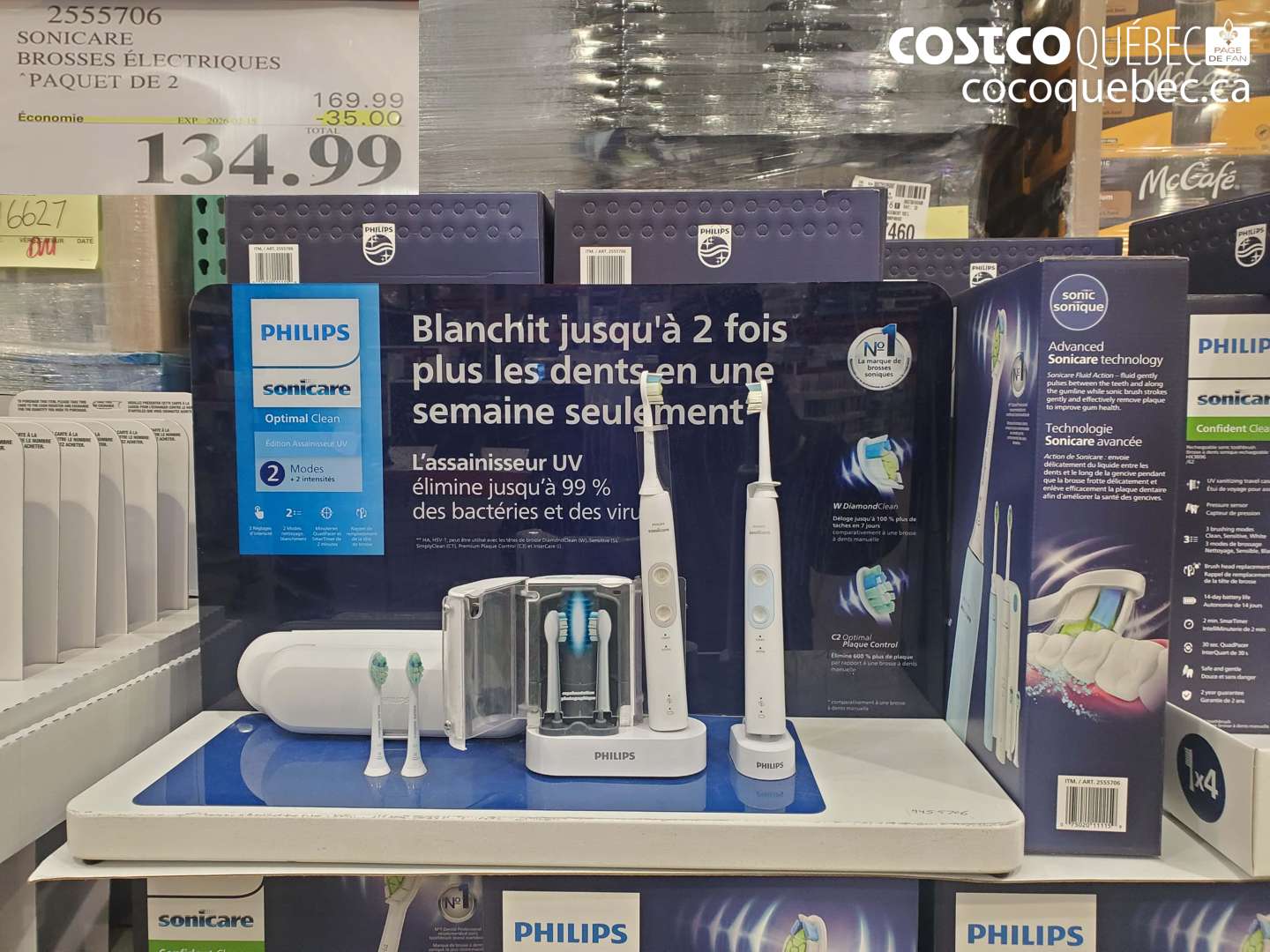 2555706 SONICARe BROSSES ÉLECTRIQUES PAQUET DE 2 ($35.00 INSTANT SAVINGS EXPIRES ON 2026-02-15) $134.99