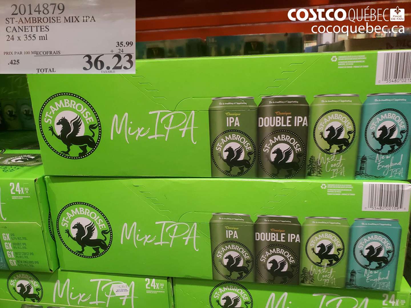 2014879 ST-AMBROISE MIX IPA CANETTES 24 x 355 ml $36.23