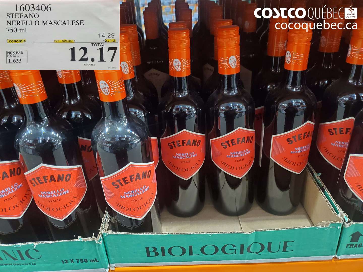 1603406 STEFANO NERELLO MASCALESE 750 ml ($2.12 INSTANT SAVINGS EXPIRES ON 2026-02-15) $12.17