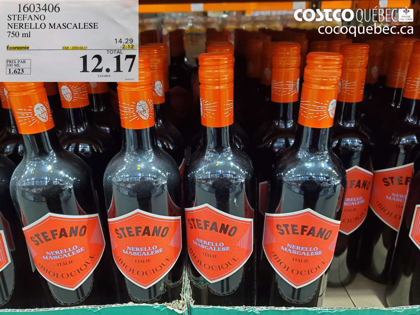 1603406 STEFANO NERELLO MASCALESE 750 ml ($2.12 INSTANT SAVINGS EXPIRES ON 2026-02-15) $12.17