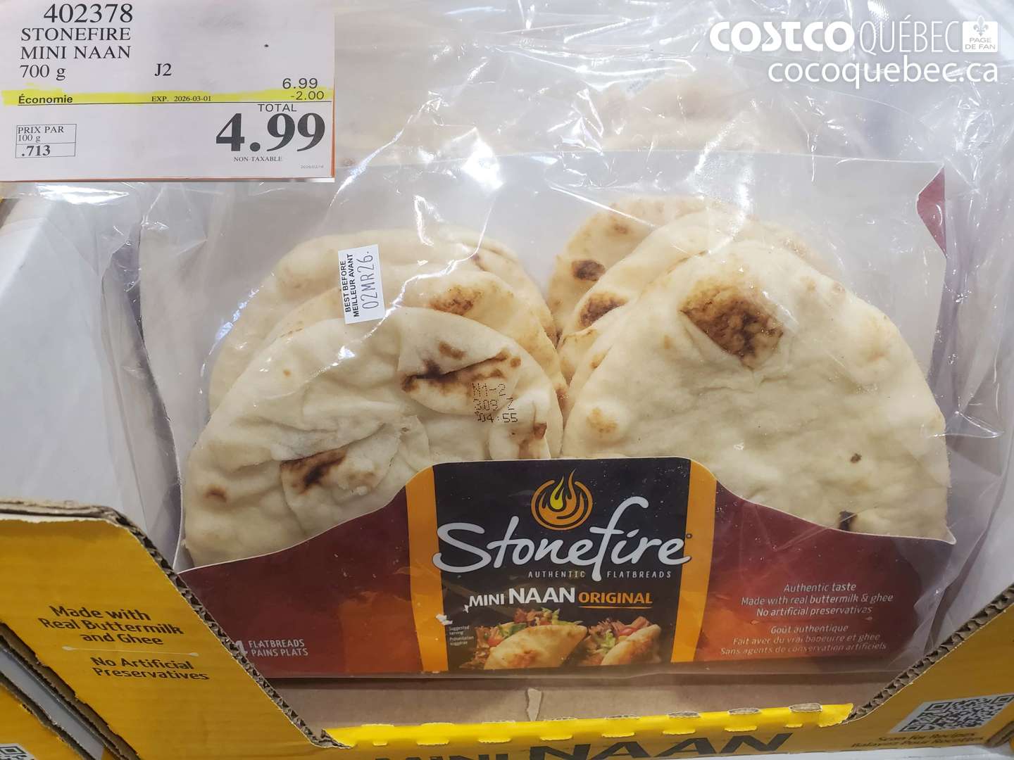 402378 STONEFIRE MINI NAAN 700 G ($2.00 INSTANT SAVINGS EXPIRES ON 2026-03-01) $4.99