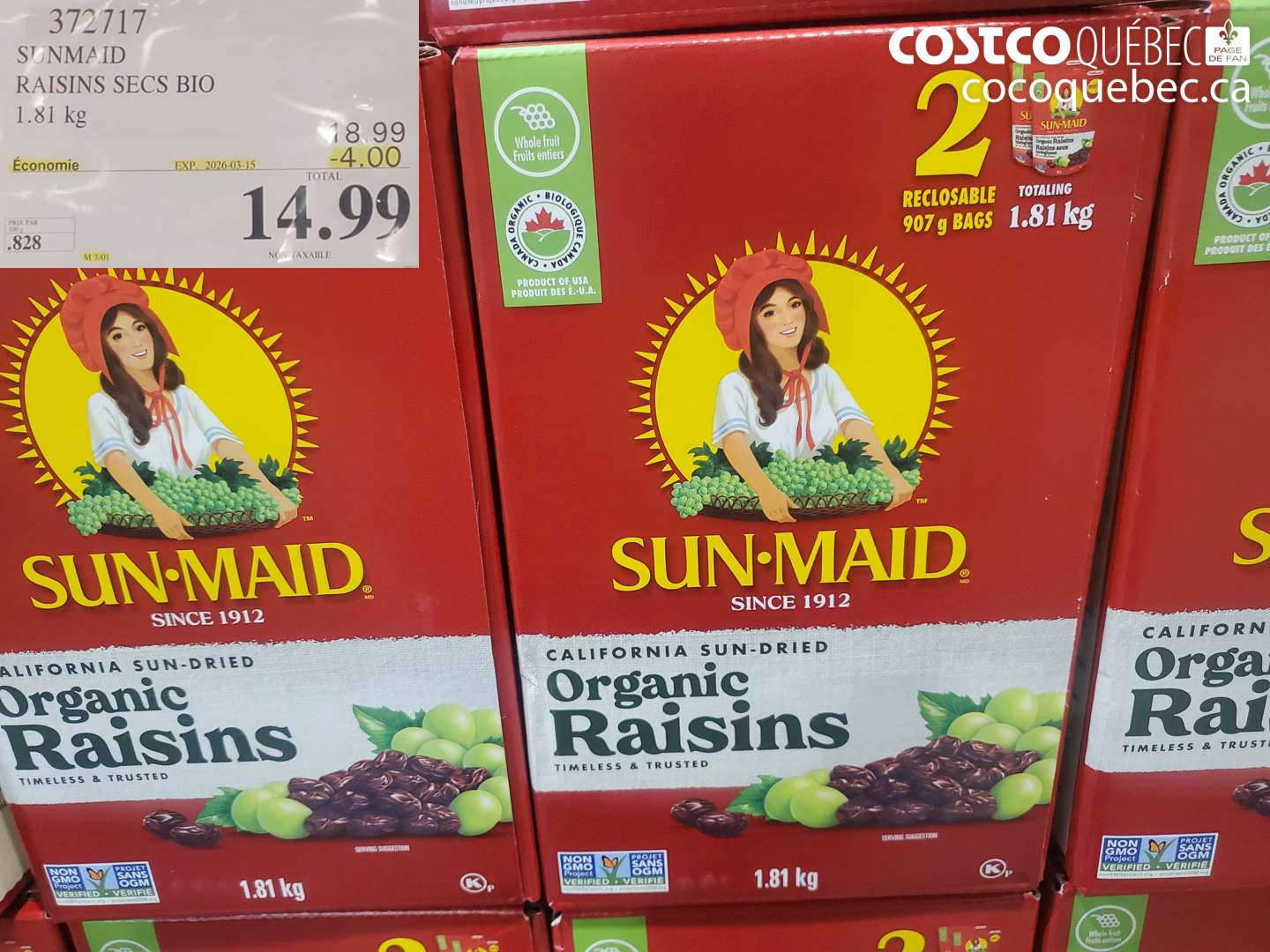 372717 SUNMAID RAISINS SECS BIO ($4.00 INSTANT SAVINGS EXPIRES ON 2026-03-15) $14.99