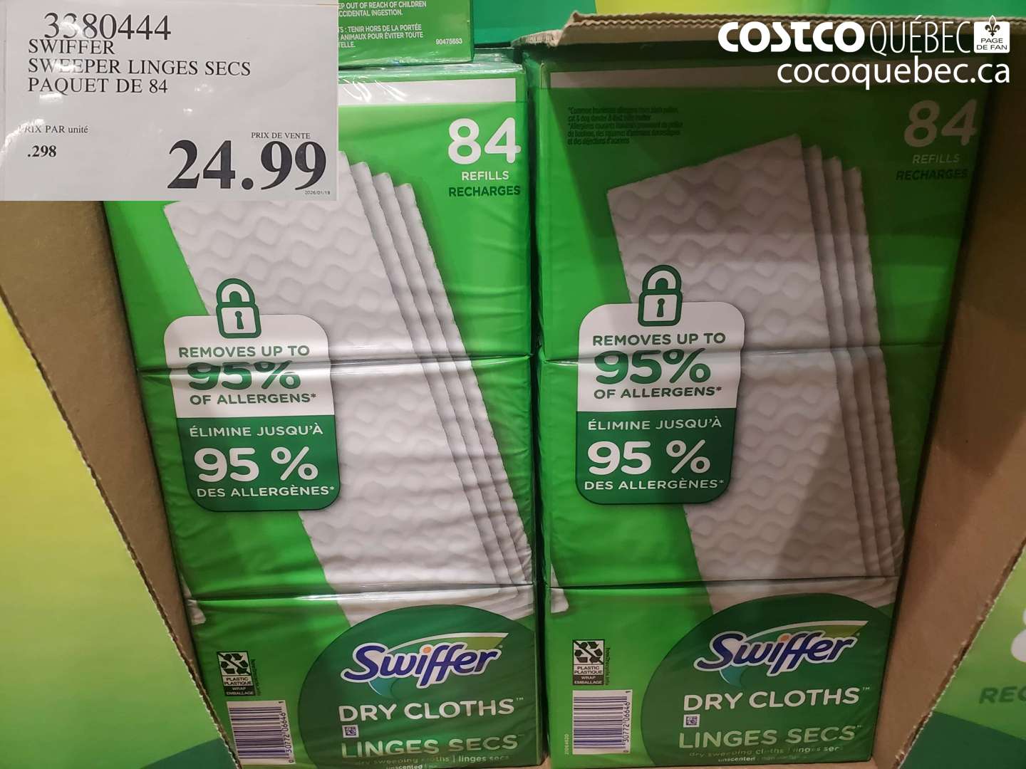 3380444 SWIFFER SWEEPER LINGES SECS PAQUET DE 84 $24.99