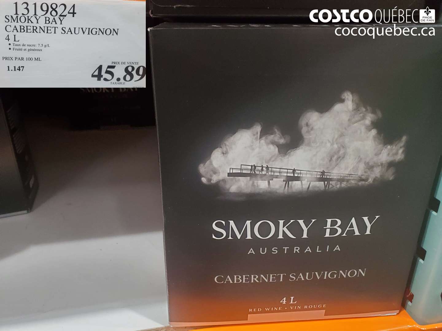 1319824 Smoky Bay Cabernet Sauvignon 4 L $45.89