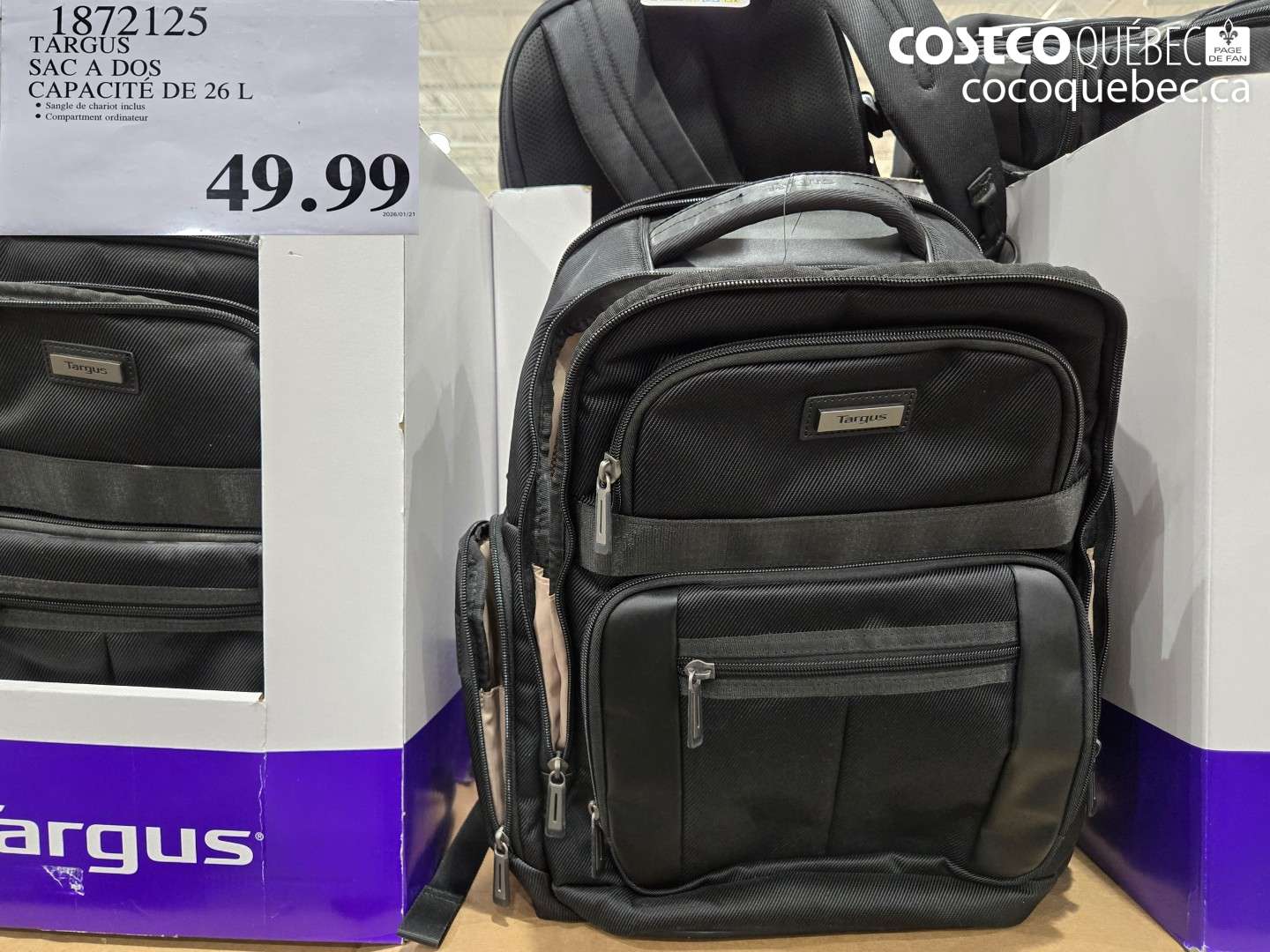 1872125 TARGUS SAC A DOS CAPACITÉ DE 26 L $49.99