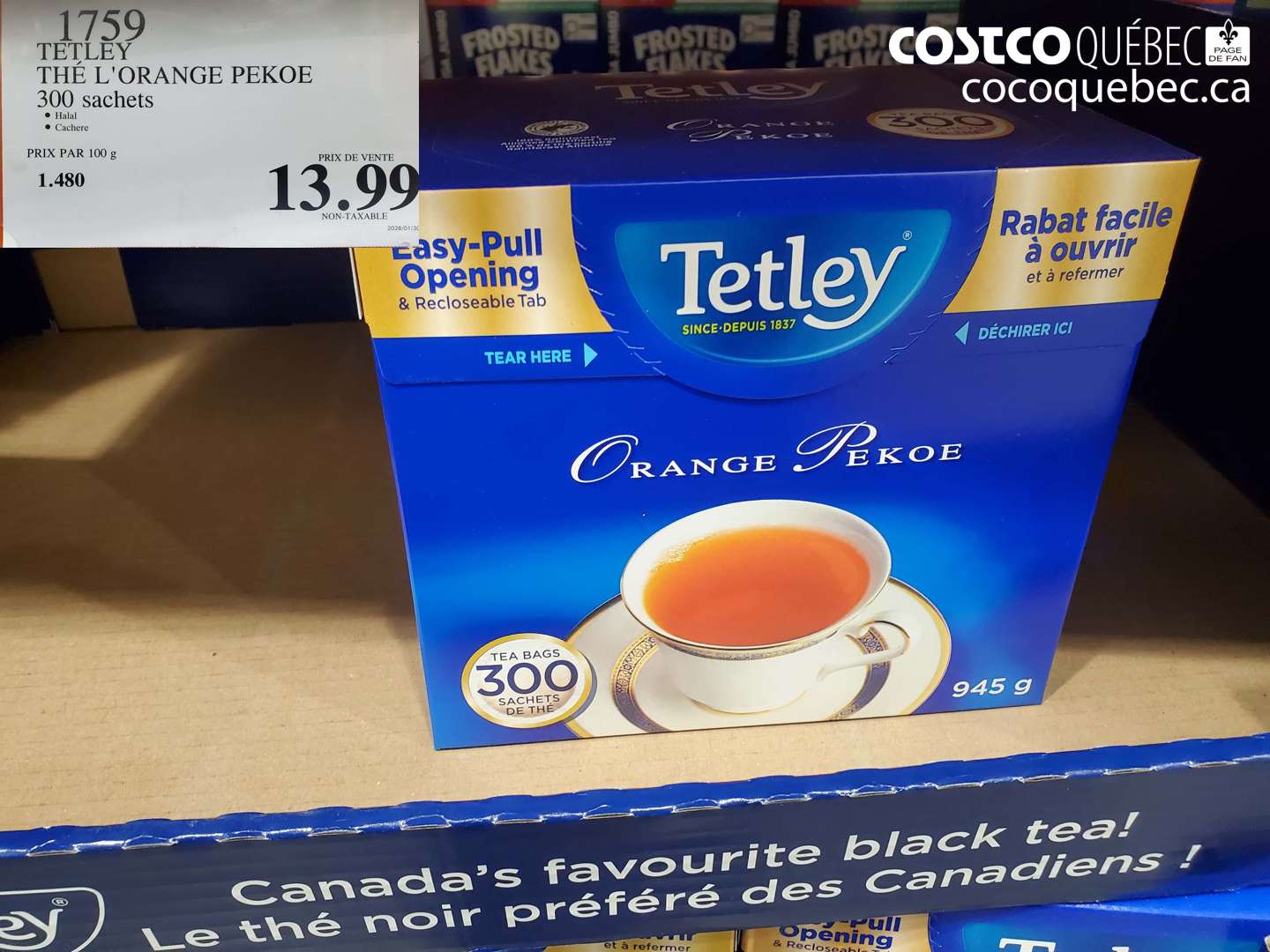 1759 TETLEY THE L'ORANGE PEKOE 300 sachets $13.99