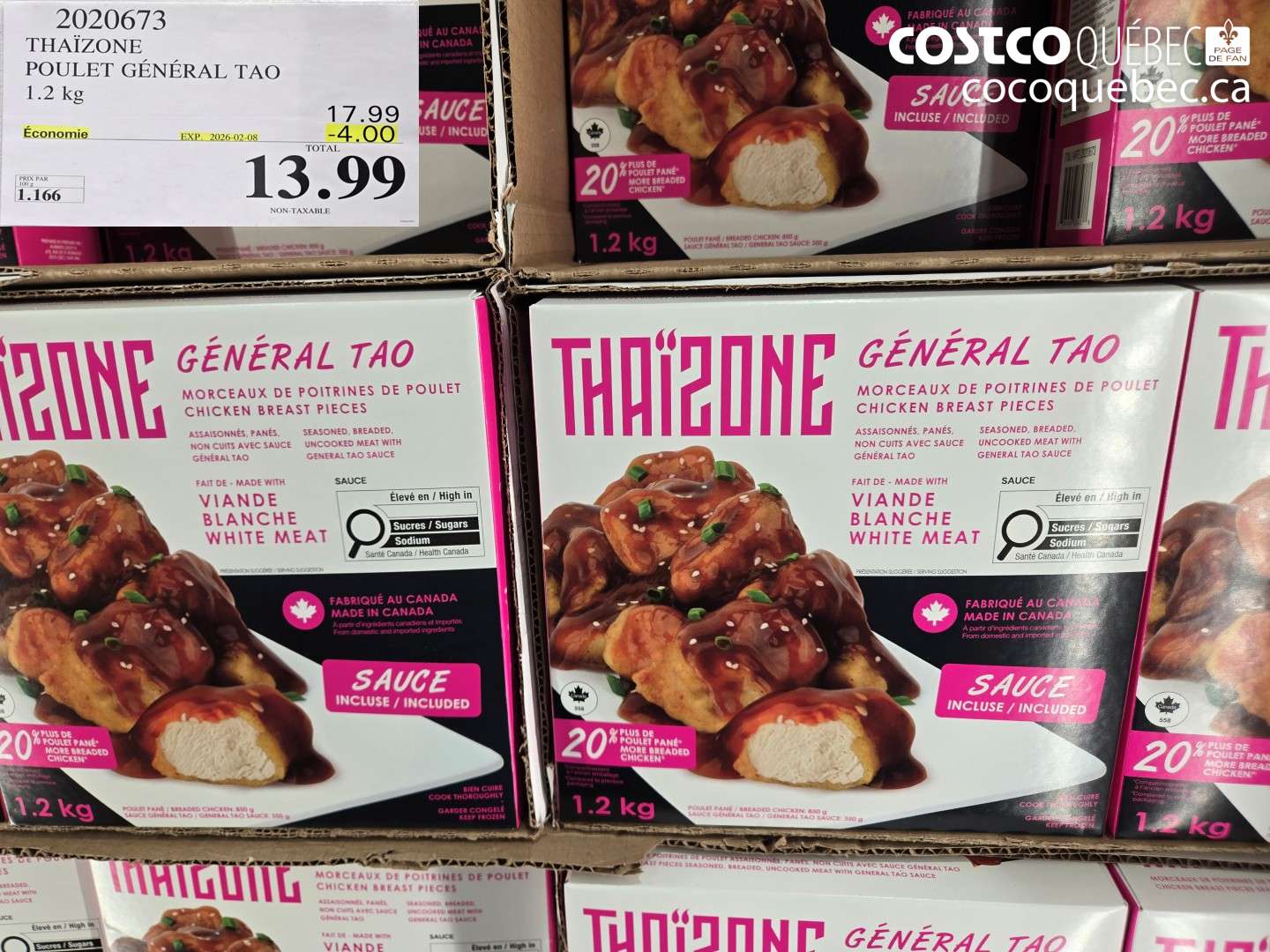 2020673 THAÏZONE POULET GÉNÉRAL TAO 1.2 kg ($4.00 INSTANT SAVINGS EXPIRES ON 2026-02-08) $13.99