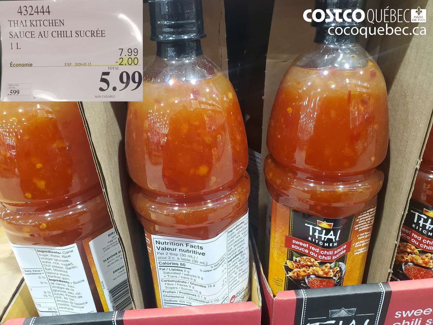 432444 THAI KITCHEN SAUCE AU CHILI SUCRÉE 1 L ($2.00 INSTANT SAVINGS EXPIRES ON 2026-02-15) $5.99