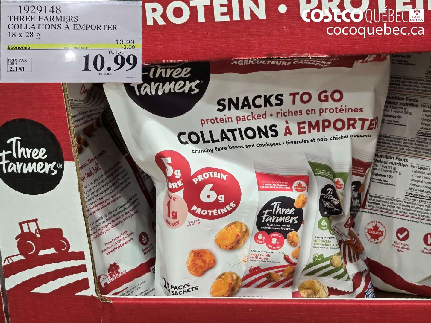 1929148 THREE FARMERS COLLATIONS A EMPORTER 18 x 28 g ($3.00 INSTANT SAVINGS EXPIRES ON 2026-02-15) $10.99