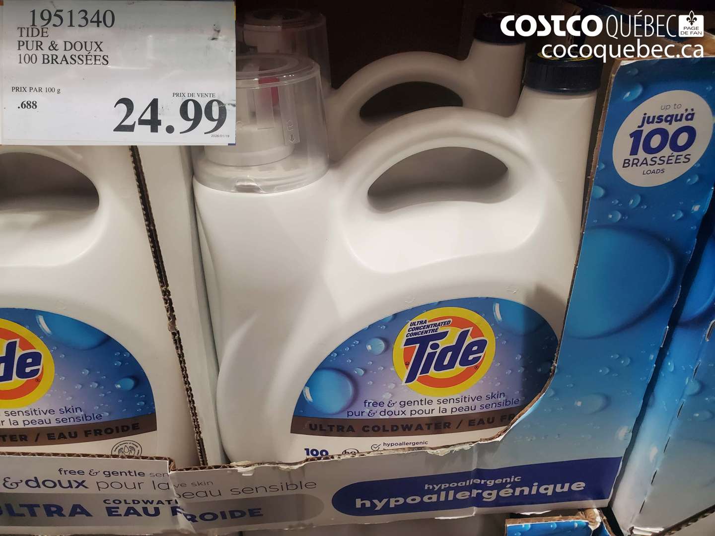 1951340 TIDE PUR & DOUX 100 BRASSÉES $24.99