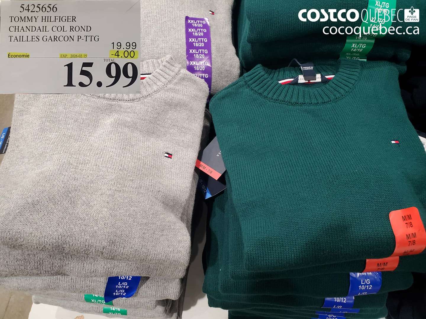 5425656 TOMMY HILFIGER CHANDAIL COL ROND TAILLES GARCON P-TTG ($4.00 INSTANT SAVINGS EXPIRES ON 2026-02-15) $15.99