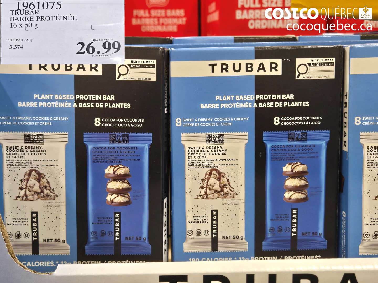 1961075 TRUBAR BARRE PROTÉINÉE 16 x 50 g $26.99