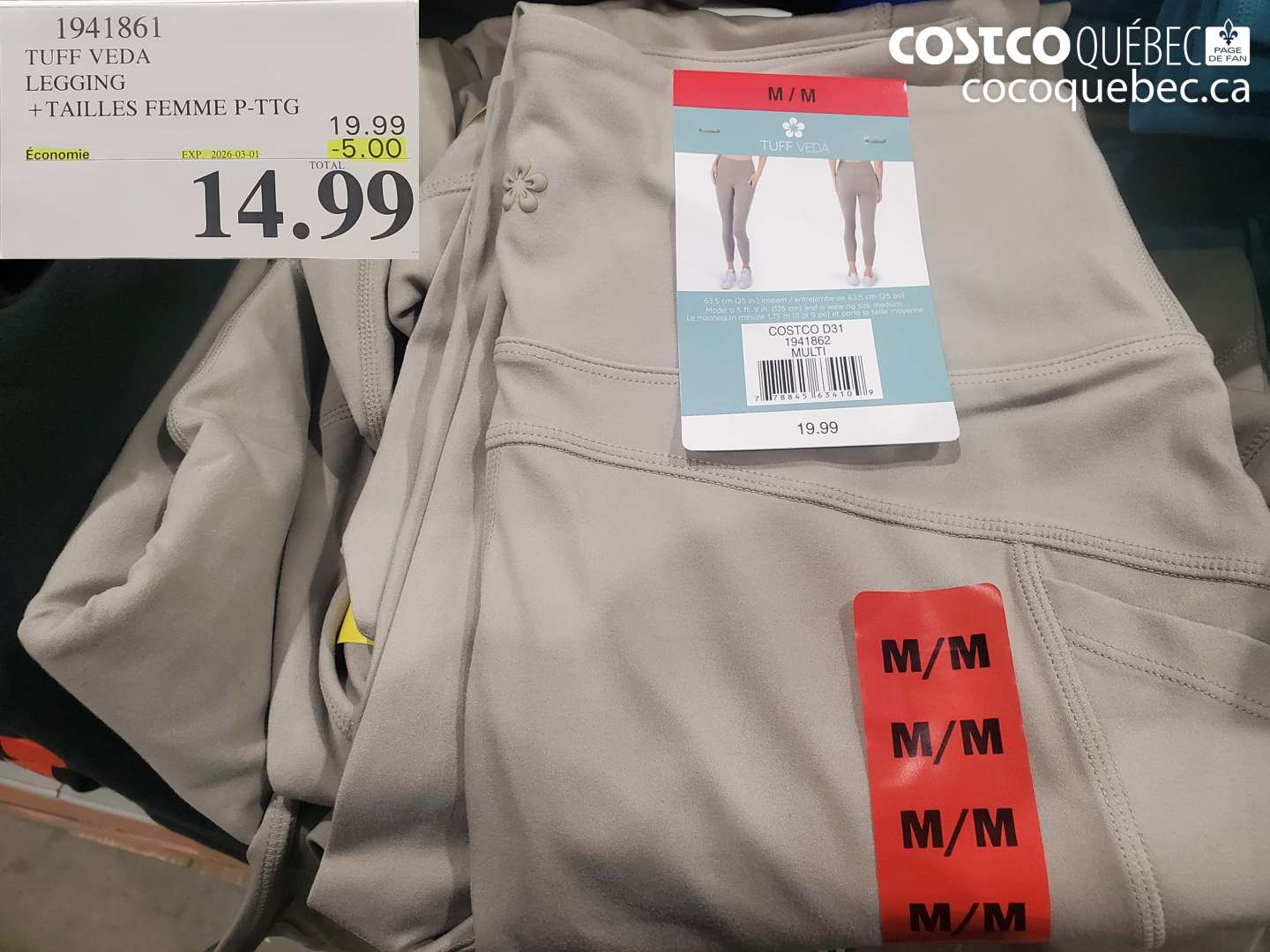 1941861 TUFF VEDA LEGGING +TAILLES FEMME P-TTG ($5.00 INSTANT SAVINGS EXPIRES ON 2026-03-01) $14.99