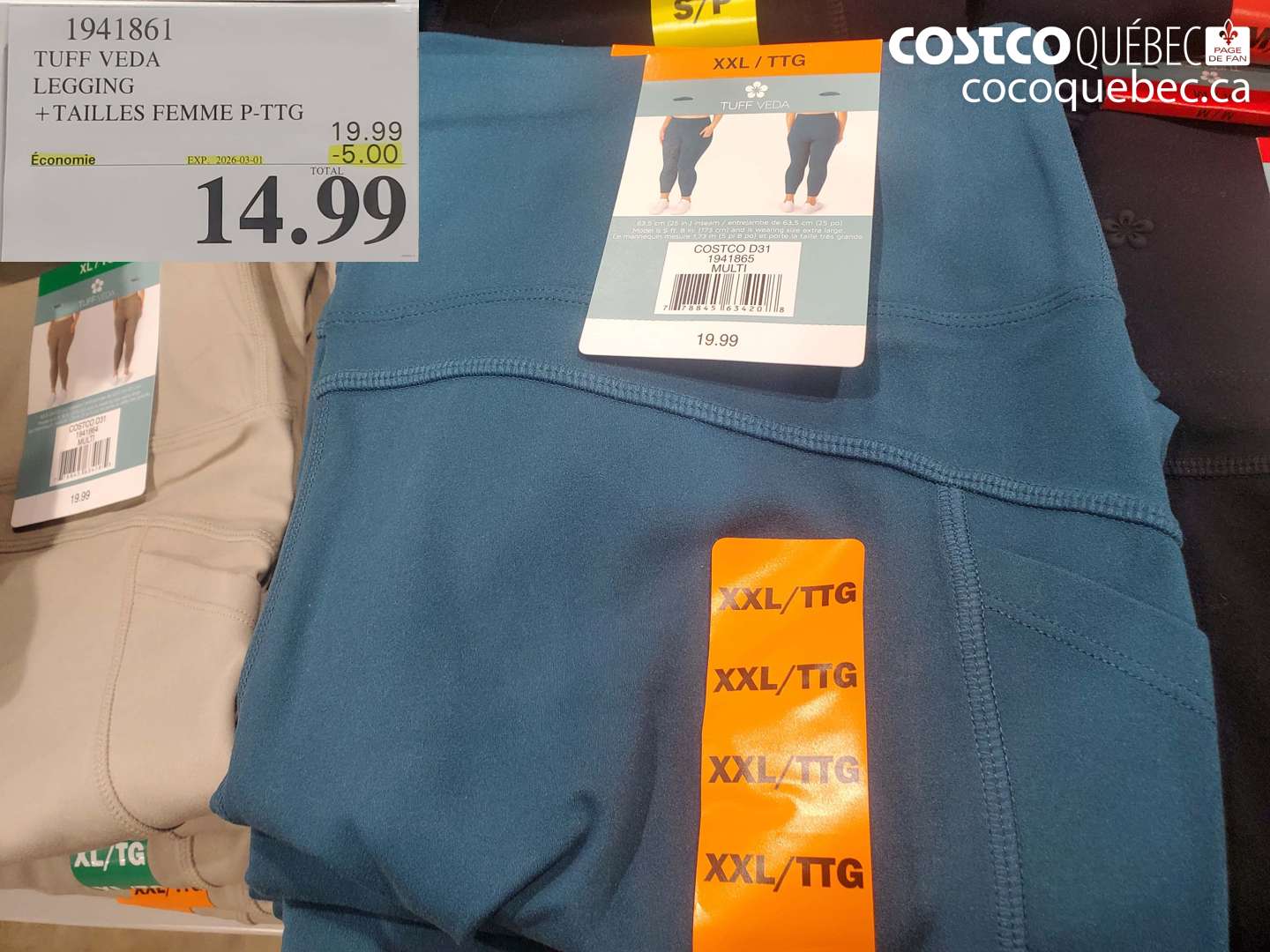 1941861 TUFF VEDA LEGGING + TAILLES FEMME P-TTG ($5.00 INSTANT SAVINGS EXPIRES ON 2026-03-01) $14.99