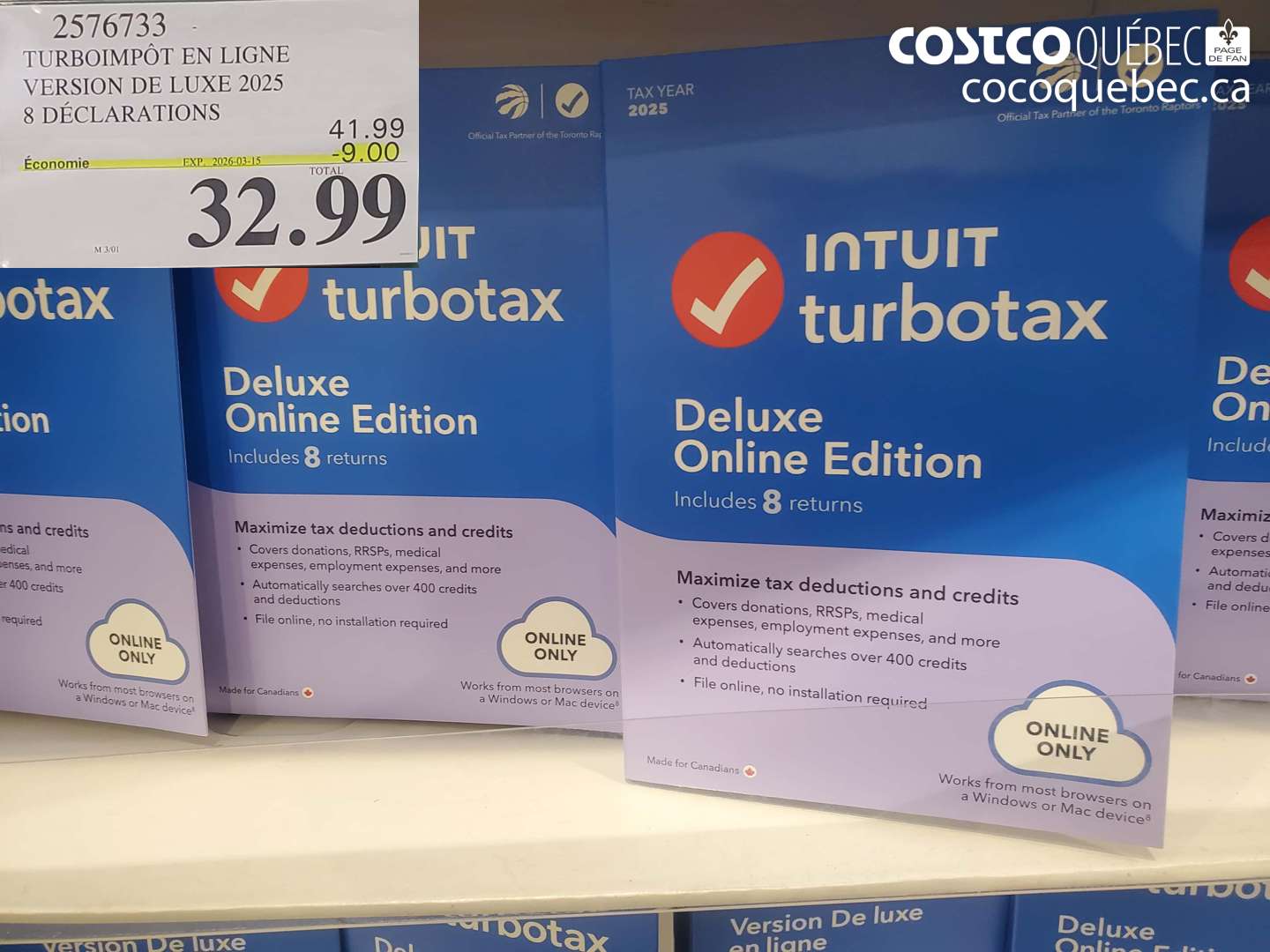 2576733 TURBOIMPÔT EN LIGNE VERSION DE LUXE 2025 8 DÉCLARATIONS ($9.00 INSTANT SAVINGS EXPIRES ON 2026-03-15) $32.99