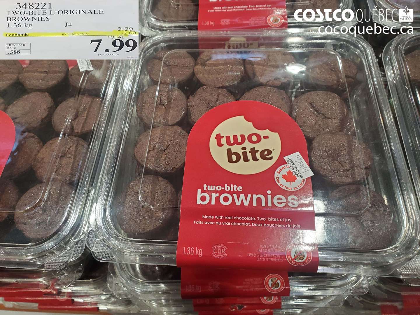 348221 TWO-BITE L'ORIGINALE BROWNIES 1.36 kg ($2.00 INSTANT SAVINGS EXPIRES ON 2026-02-15) $7.99