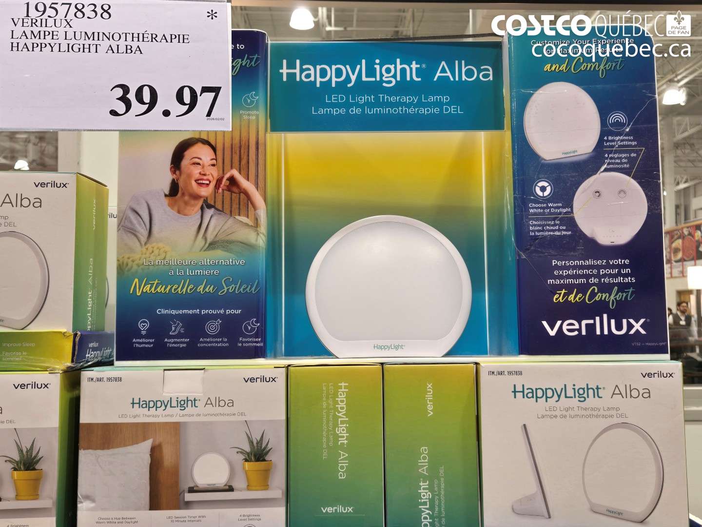1957838 VERILUX LAMPE LUMINOTHÉRAPIE HAPPYLIGHT ALBA $39.97