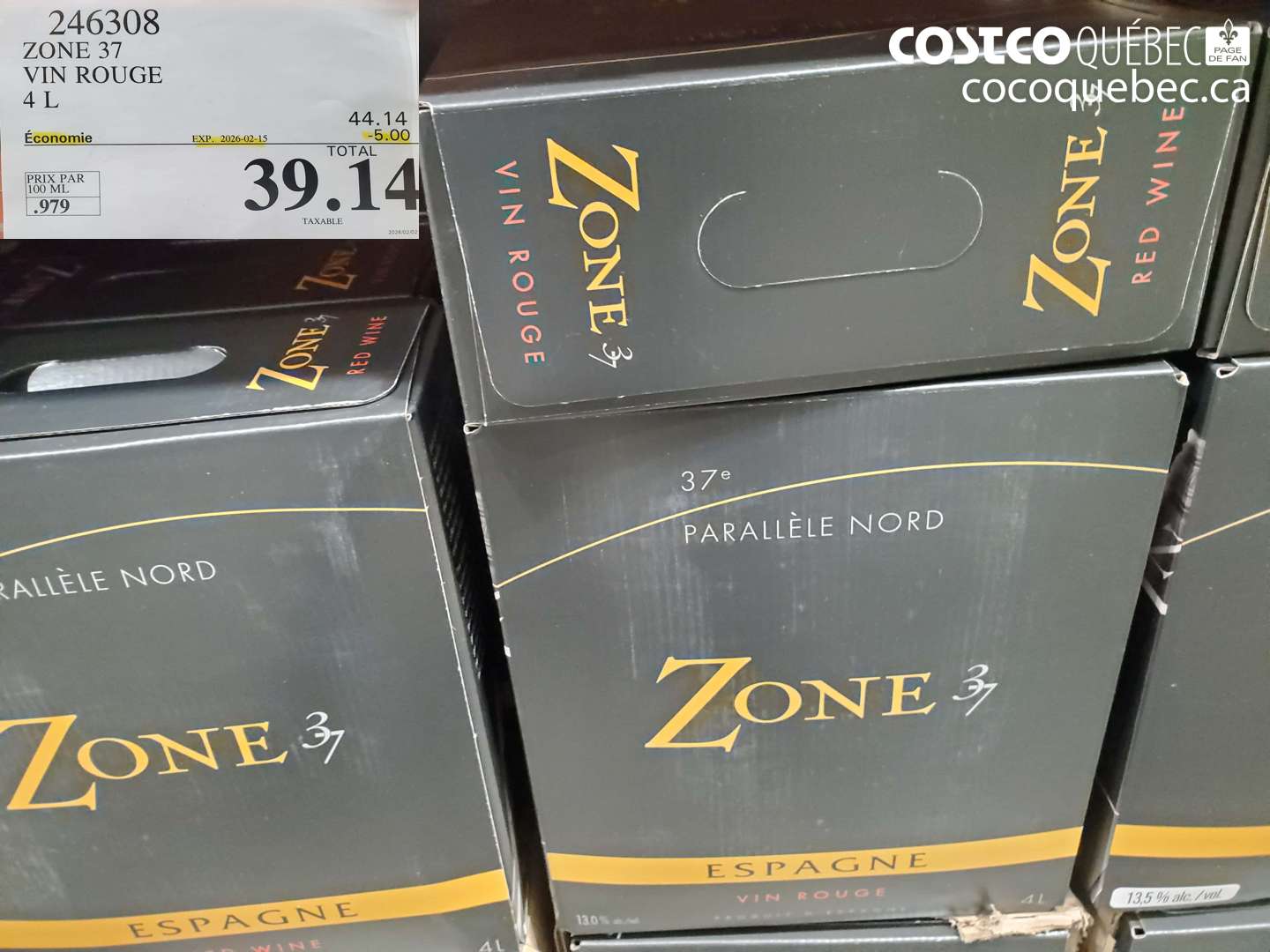 246308 VIN ROUGE 4 L ($5.00 INSTANT SAVINGS EXPIRES ON 2026-02-15) $39.14