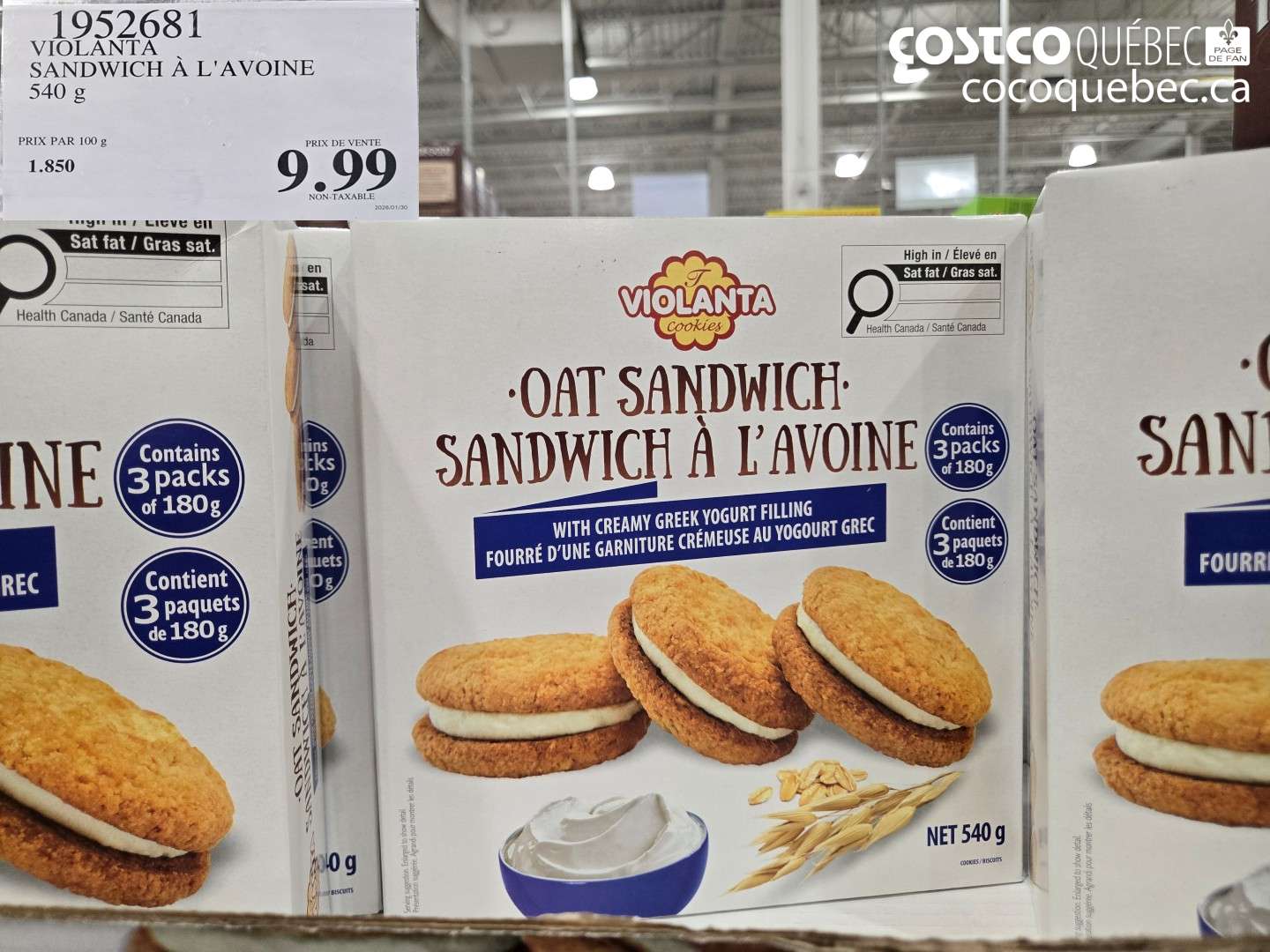 1952681 VIOLANTA SANDWICH À L'AVOINE 540 g $9.99