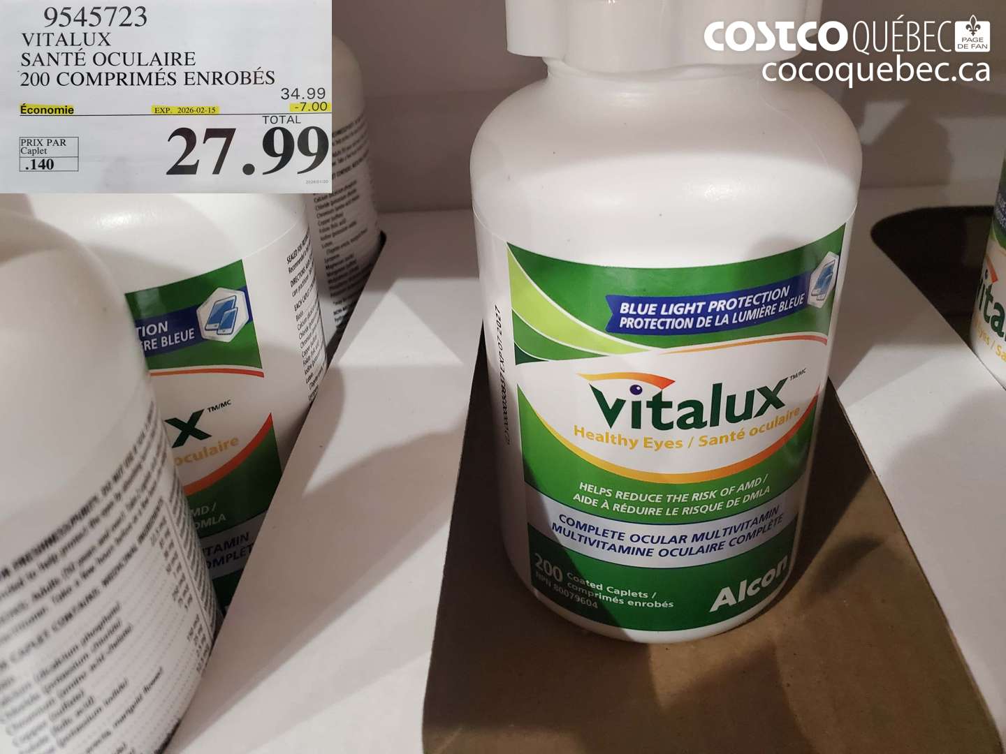 9545723 VITALUX SANTÉ OCULAIRE 200 COMPRIMÉS ENROBÉS ($7.00 INSTANT SAVINGS EXPIRES ON 2026-02-15) $27.99