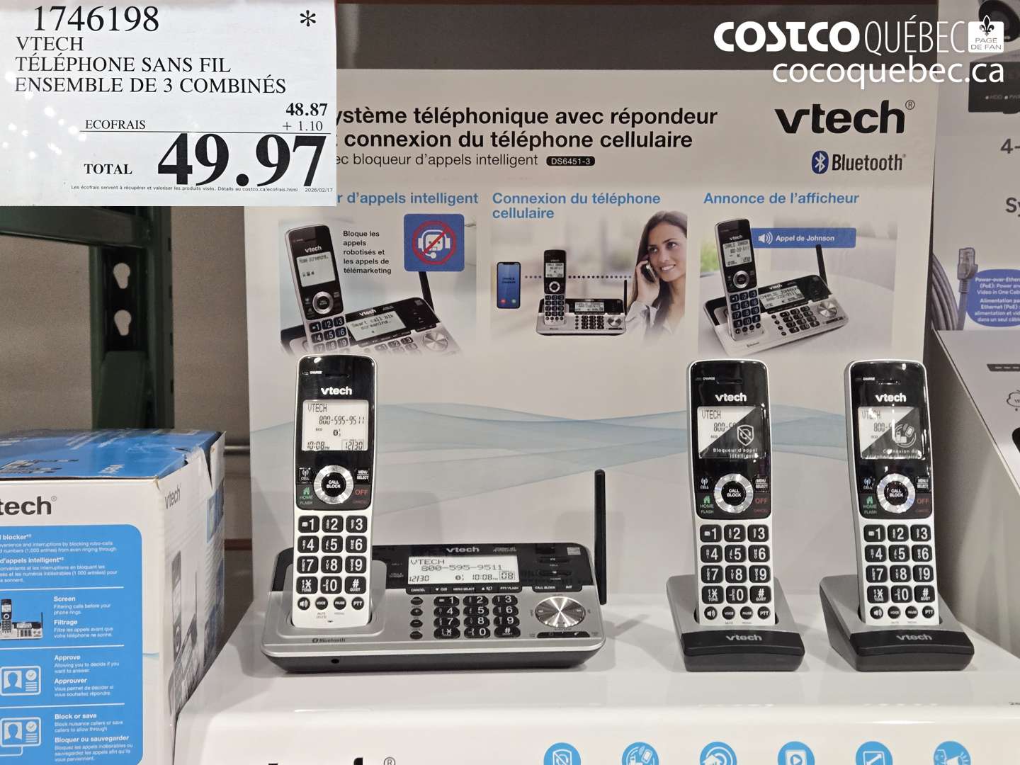 1746198 VTECH TÉLÉPHONE SANS FIL ENSEMBLE DE 3 COMBINÉS $49.97