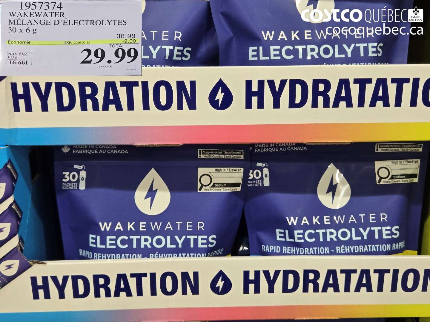 19573374 WAKEWATER MÉLANGE D'ÉLECTROLYTES ($9.00 INSTANT SAVINGS EXPIRES ON 2026-02-12) $29.99