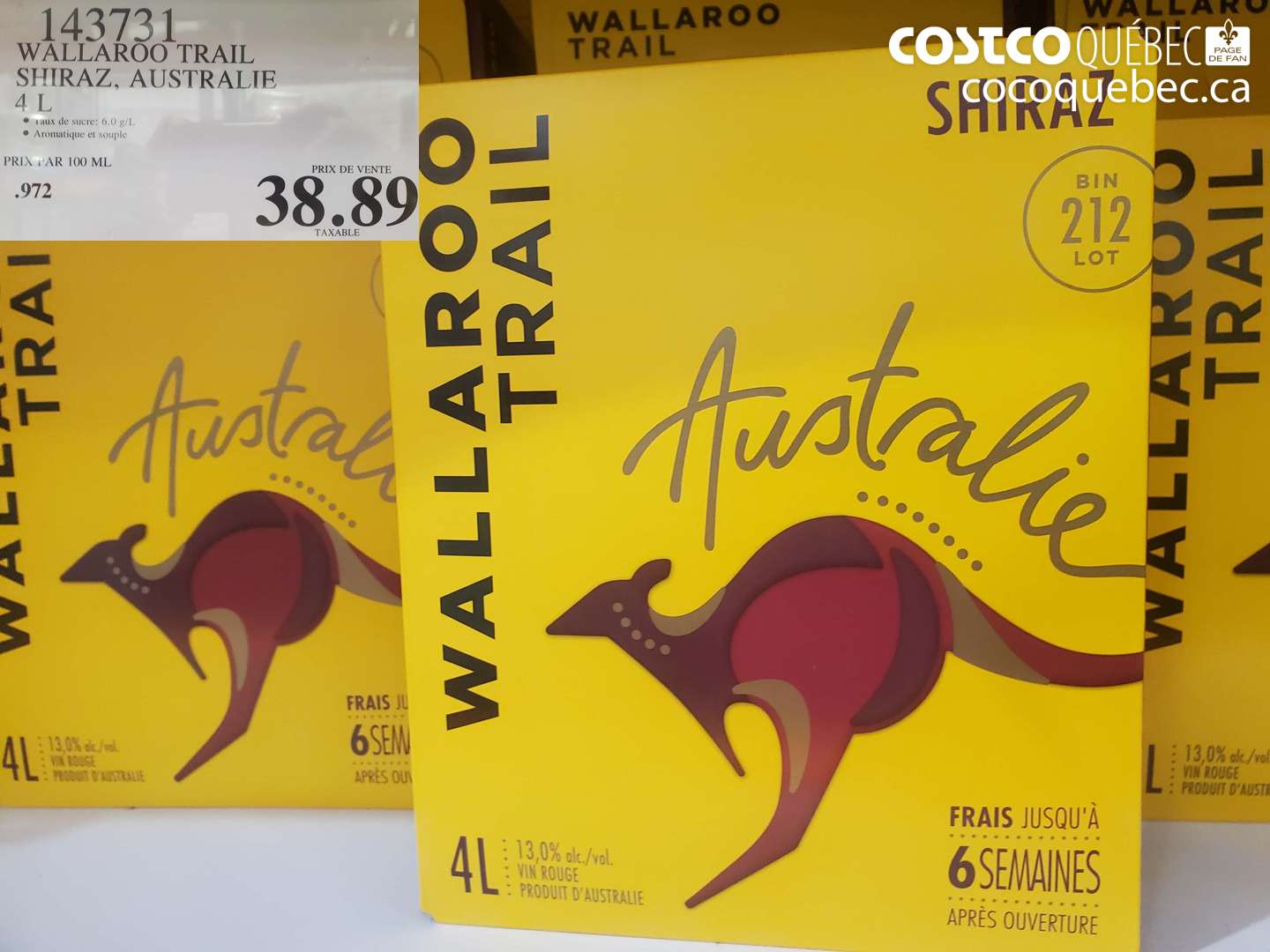 143731 WALLAROO TRAIL SHIRAZ, AUSTRALIE 4 L $38.89