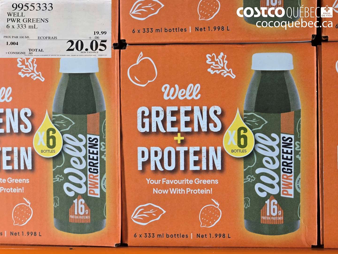 9955333 WELL PWR GREENS 6 x 333 mL $20.05