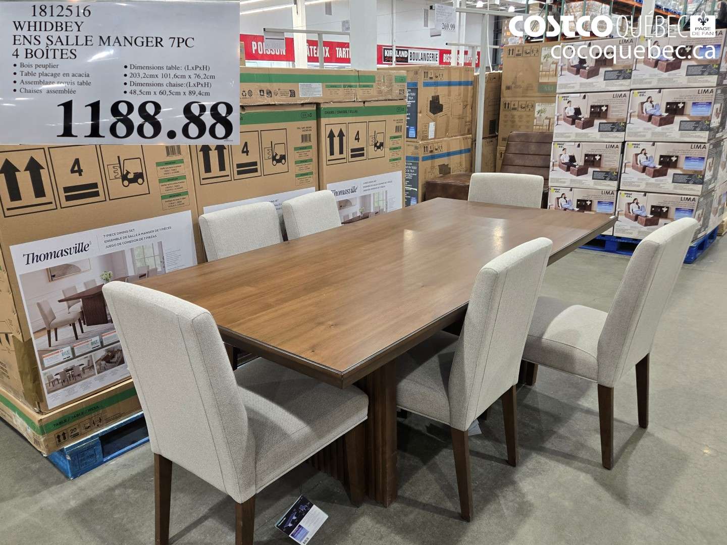 18125116 WHIDBEY ENS SALLE MANGER 7PC 4 BOITES $1188.88