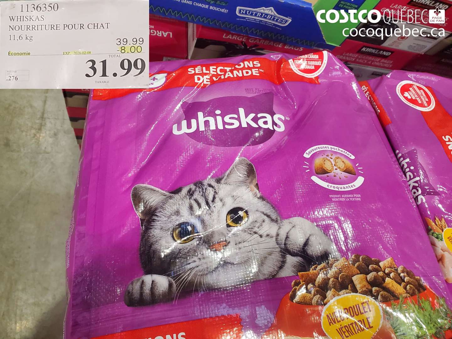 1136350 WHISKAS NOURRITURE POUR CHAT 11,6 kg ($8.00 INSTANT SAVINGS EXPIRES ON 2026-02-08) $31.99