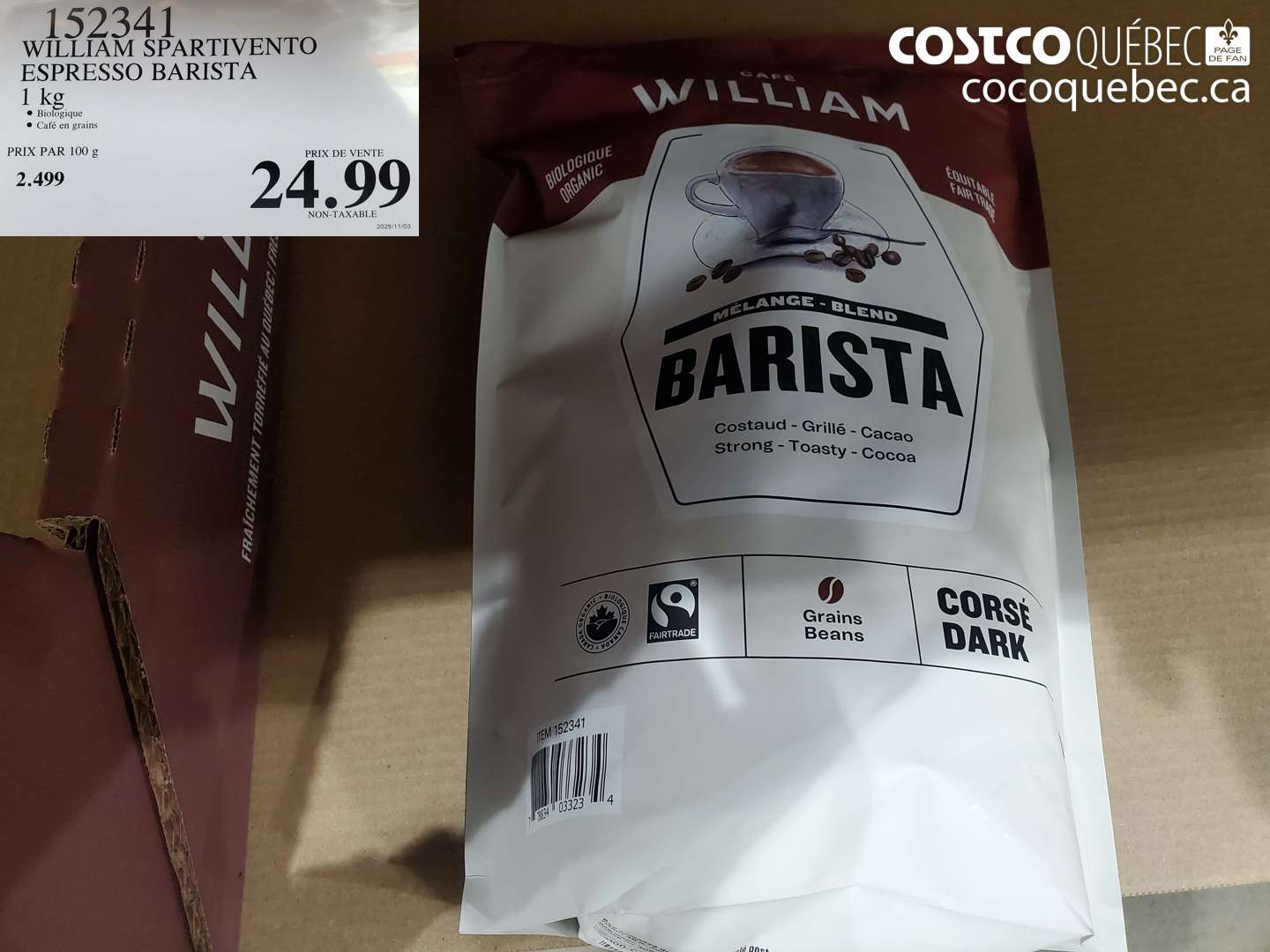 152341 WILLIAM SPARTIVENTO ESPRESSO BARISTA 1 kg $24.99