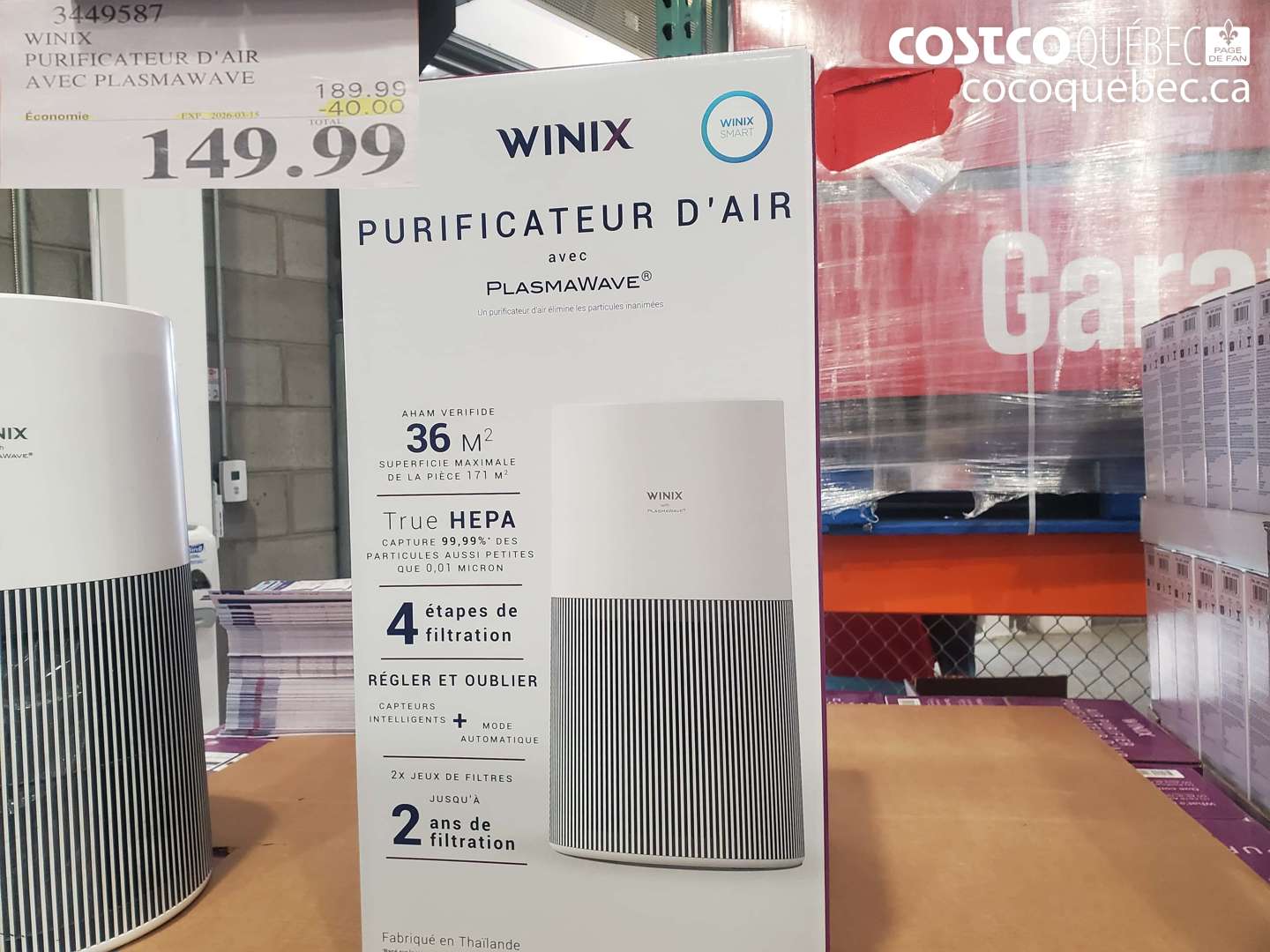 3449587 WINIX PURIFICATEUR D'AIR AVEC PLASMAWAVE ($40.00 INSTANT SAVINGS EXPIRES ON 2026-03-15) $149.99