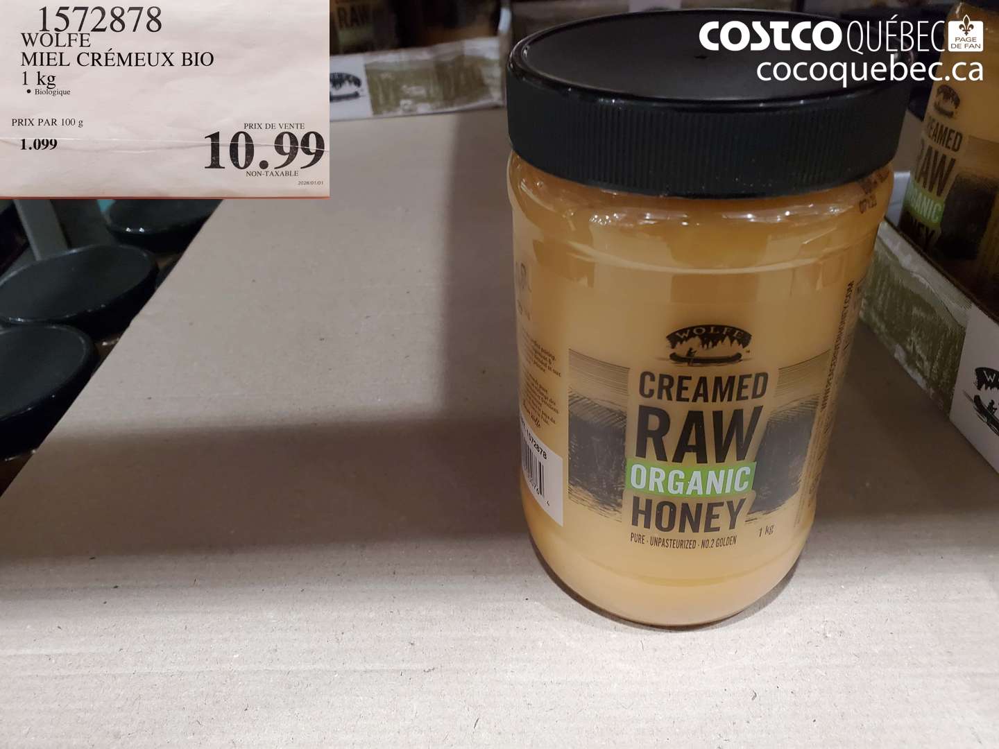 1572878 WOLFE MIEL CRÉMEUX BIO 1 kg $10.99