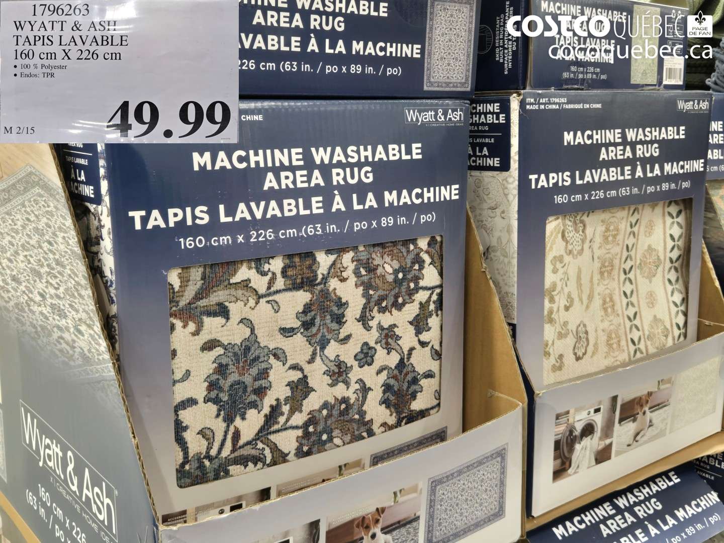 1796263 WYATT & ASH TAPIS LAVABLE 160 cm X 226 cm $49.99